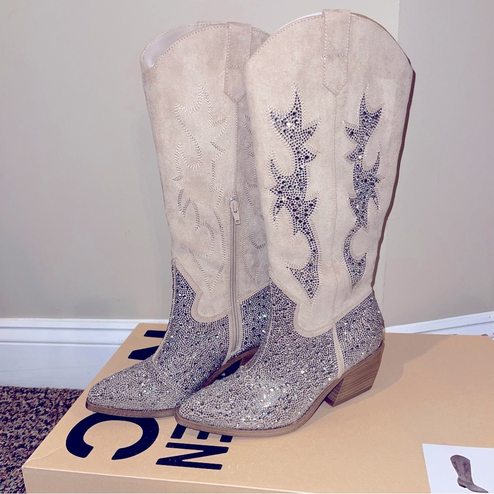 Glittery Tall Western Boots Super Bling! Size 6